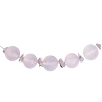 Necklace Chalcedony (pink), beads, rhodium plated, extension chain