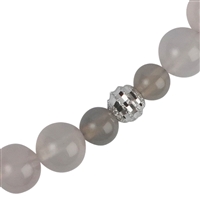 Collana di calcedonio (rosa, grigio argento), perline, rodiato, catena di estensione