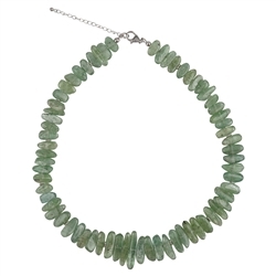 241018230009 Chain Kyanite (green), Tumbled Stones flat (06 - 08mm), rhodium plated | Marco Schreier