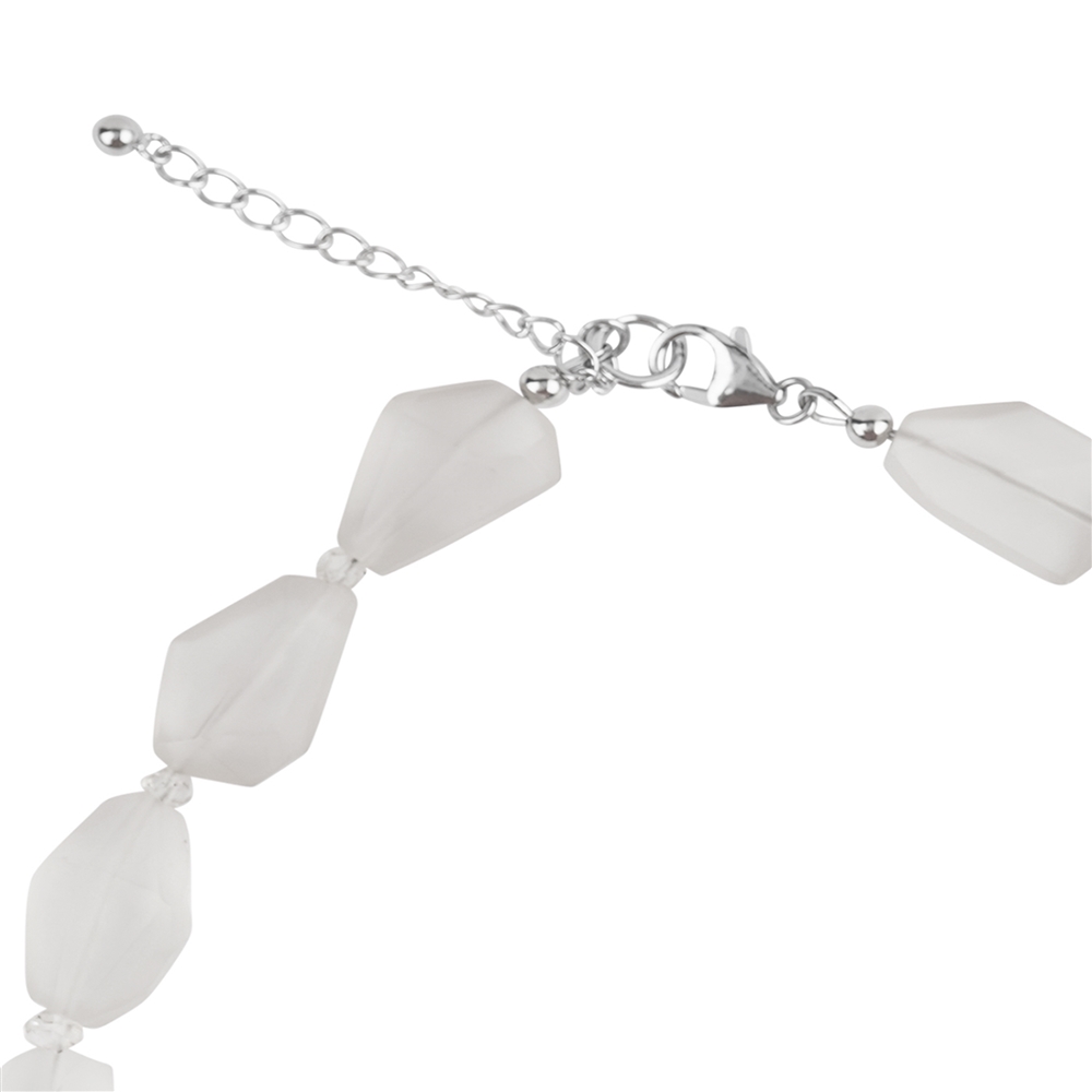 Rock Crystal necklace, nuggets matt (10 - 25 x 15 - 20mm), rhodium plated