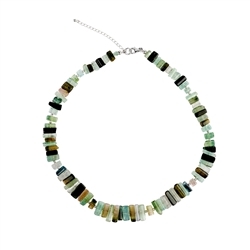 241018230021 Necklace Tourmaline (green), rods (08 - 12mm), rhodium plated | Marco Schreier