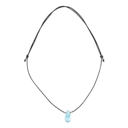 241018230028 Larimar necklace leather with drops (25 x 13mm), 40 - 80cm, rhodium-plated | Marco Schreier