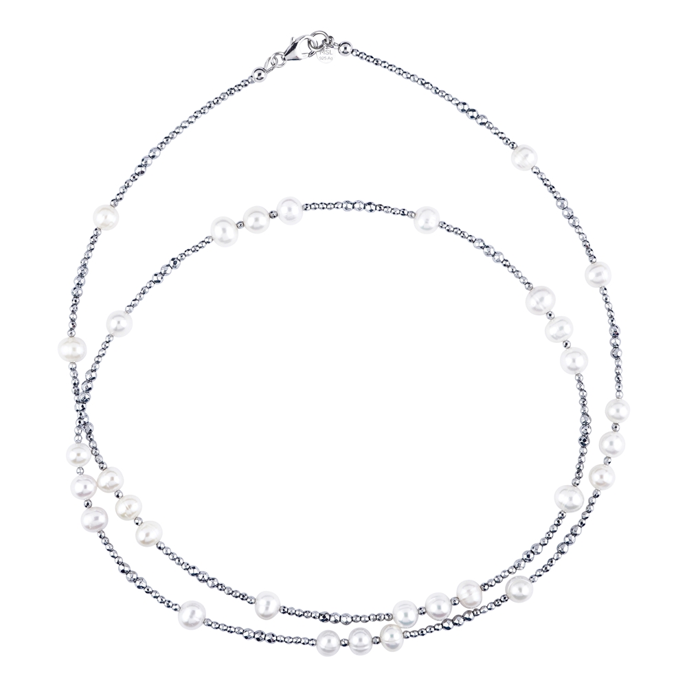 Collana di ematina, perla, 83 cm