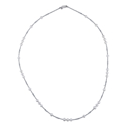 241018230045 Hematin necklace, pearl, 83cm | minerals trade - gems, healing stones & jewelry