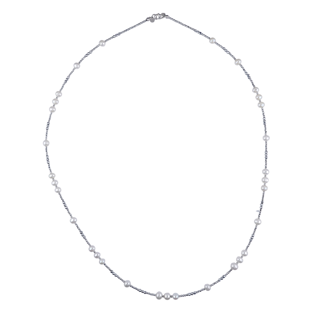 Hematin necklace, pearl, 83cm
