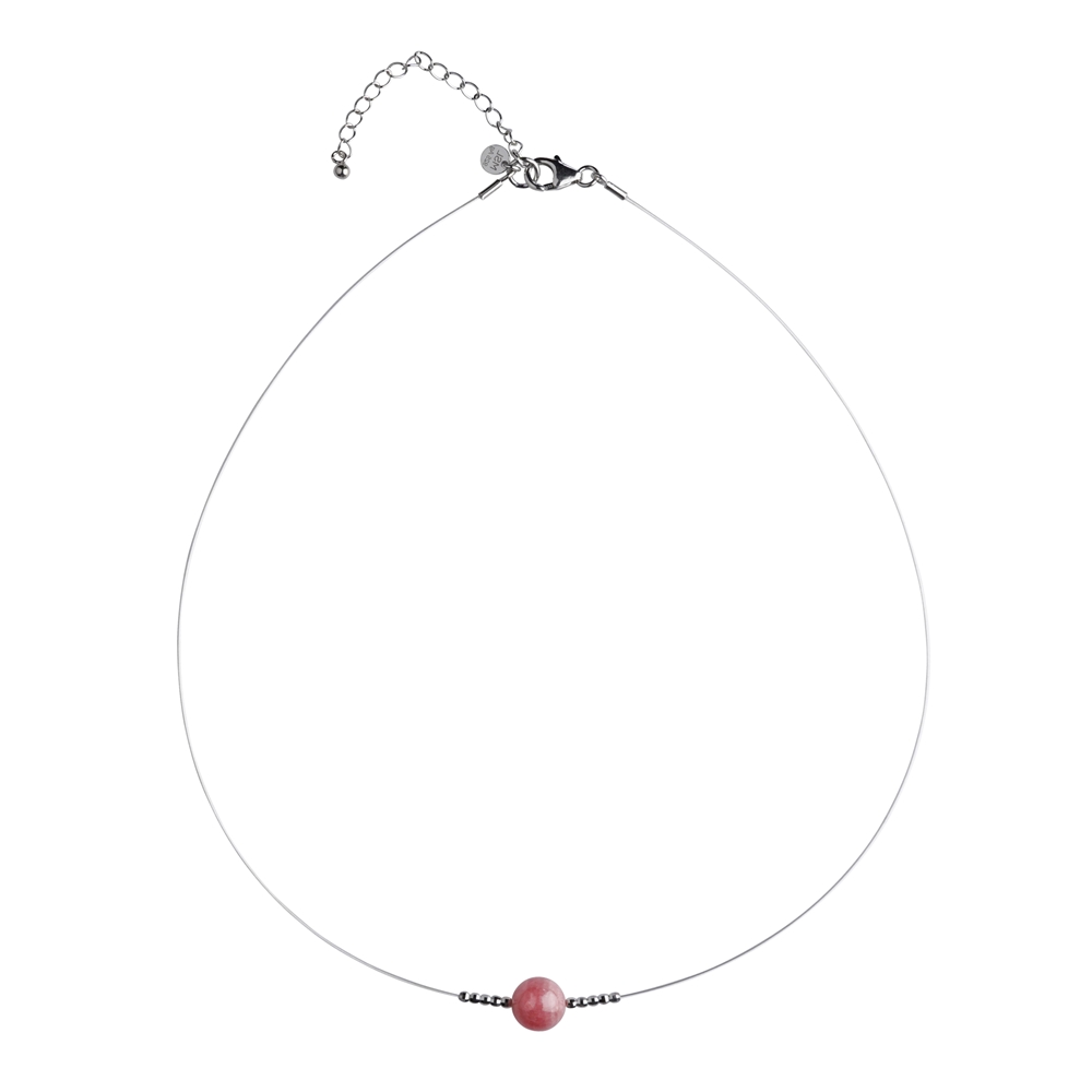 Rhodochrosite necklace, beads, rhodiniert, extension chain