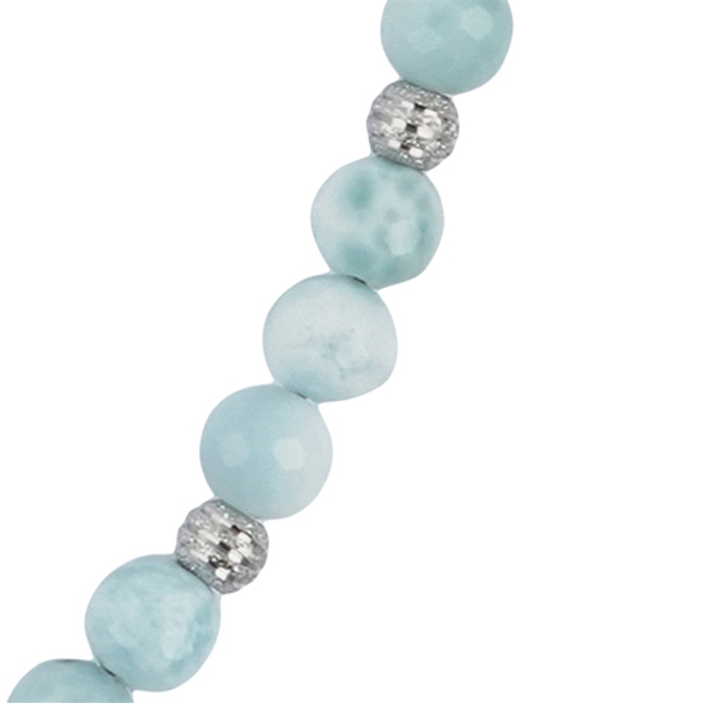 Larimar necklace, faceted beads (6mm), rhodiniert, extension chain