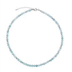 241018240016 Larimar necklace, faceted beads (6mm), rhodiniert, extension chain | Marco Schreier