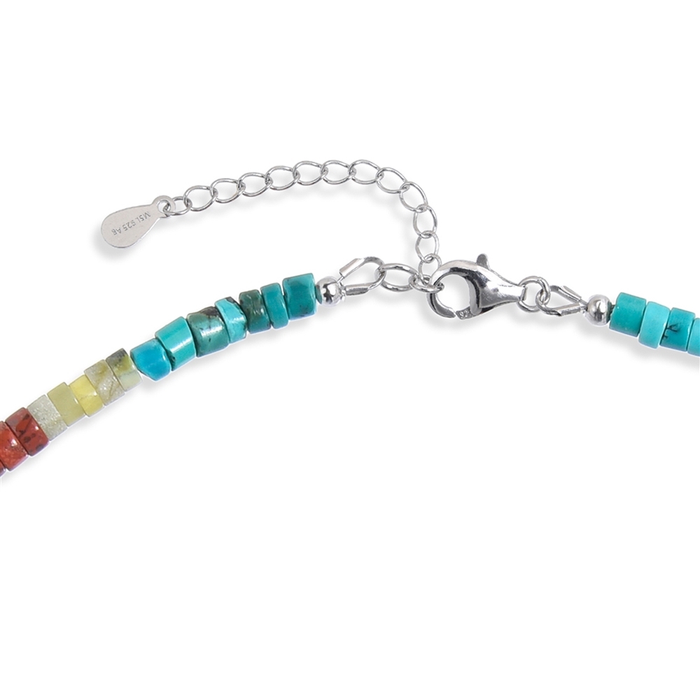 Necklace Turquoise (stab.), Jasper (red), Lizardite, rhodiniert | Marco Schreier