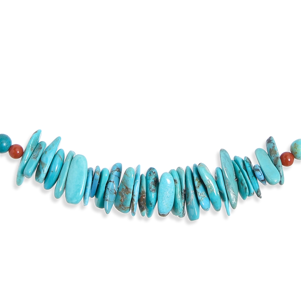 Collier Turquoise (stab.) boules et Chips, Calcédoine (rouge), rhodié | Marco Schreier