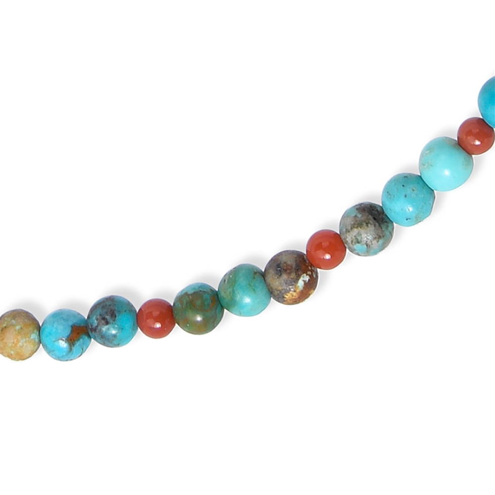 Necklace Turquoise (stab.) beads and chips, chalcedony (red), rhodiniert | Marco Schreier