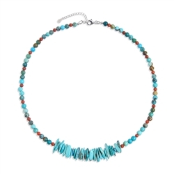 241018240021 Necklace Turquoise (stab.) beads and chips, chalcedony (red), rhodiniert | Marco Schreier