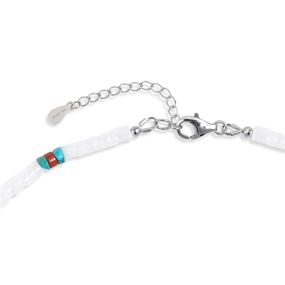 Necklace Turquoise (stab.), Jasper (red), Mother of Pearl, rhodiniert | Marco Schreier