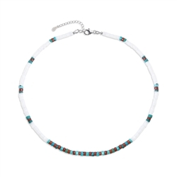 241018240024 Necklace Turquoise (stab.), Jasper (red), Mother of Pearl, rhodiniert | Marco Schreier