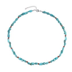 241018240025 Collier Turquoise (stab.), Calcédoine (rouge), rhodié | Marco Schreier