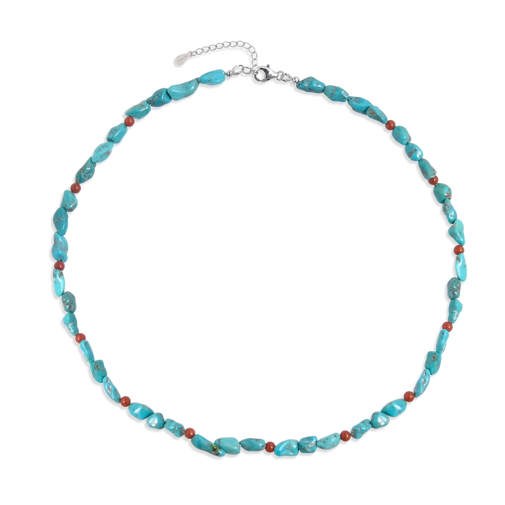 Necklace Turquoise (stab.), chalcedony (red), rhodiniert | Marco Schreier