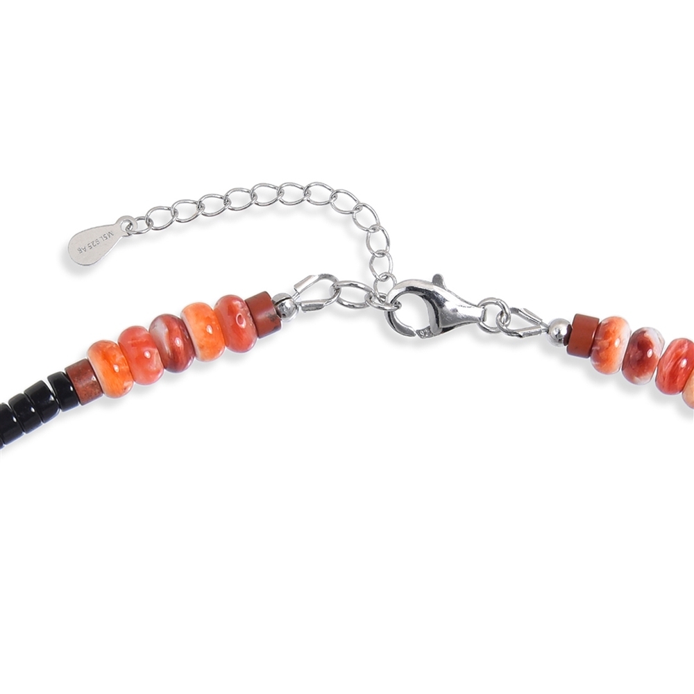 Collier Spiny Oyster, Jaspis (rot), Obsidian, rhodiniert | Marco Schreier