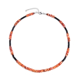 241018240027 Collier Spiny Oyster, Jaspis (rot), Obsidian, rhodiniert | Marco Schreier