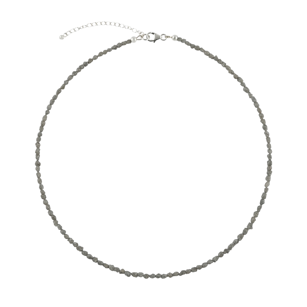 241018240030 Diamond necklace (gray), rough crystals (2.5 mm), rhodiniert, extension chain | Marco Schreier