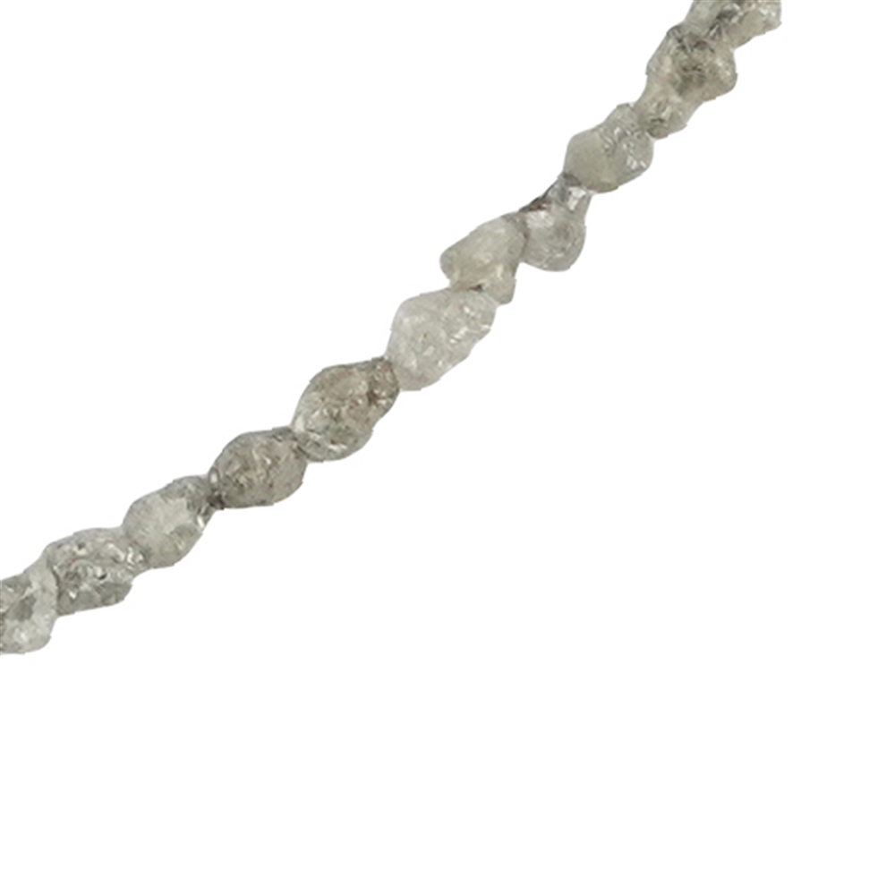 Diamond necklace (gray), rough crystals (2.0 - 2.5mm), rhodiniert, extension chain