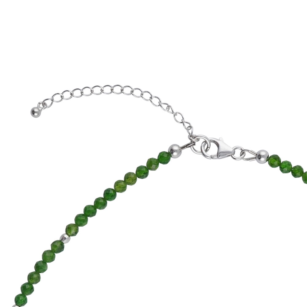 Chrome Diopside beads necklace (4mm), Ammolite, rhodiniert, extension chain  | Marco Schreier