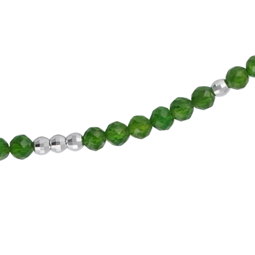 Chrome Diopside beads necklace (4mm), Ammolite, rhodiniert, extension chain  | Marco Schreier