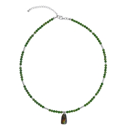 241018250008 Collier Chromdiopside boules (4mm), Ammolite, rhodié, Chaîne d'extension  | Marco Schreier