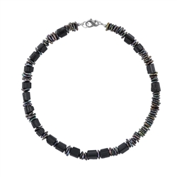 241018250009 Collier de cristaux Schorl, perles de Keshi, rhodié | Marco Schreier