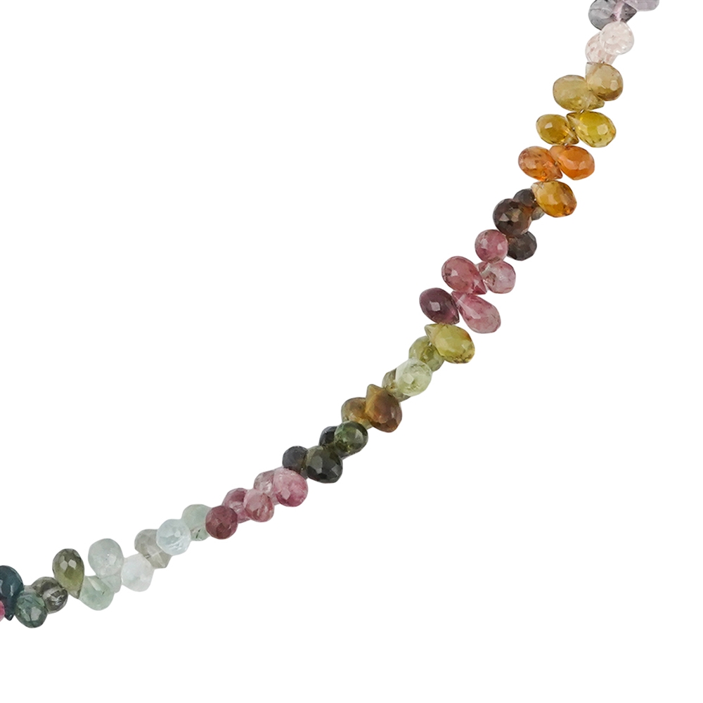 Kette Turmalin (bunt), Tropfen facettiert (4 x 2mm), rhodiniert | Marco Schreier