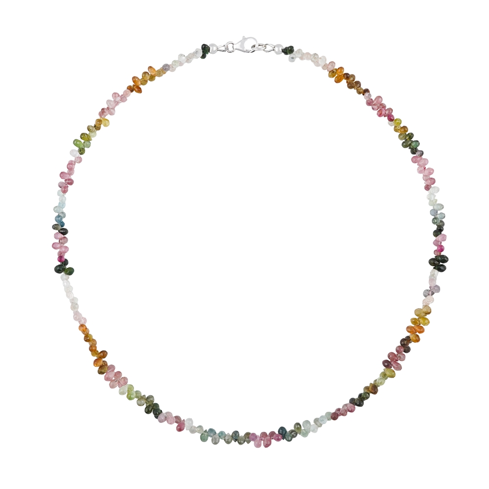 Kette Turmalin (bunt), Tropfen facettiert (4 x 2mm), rhodiniert | Marco Schreier