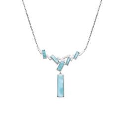 241018250117 Collier Larimar, Rechtecke, rhodiniert | Edelsteine, Heilsteine & Schmuck-Handel
