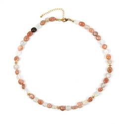 241109200085 Moonstone necklace, nuggets, gold-plated | wholesaler gems & healing stones