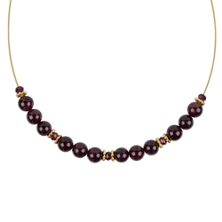 241109210034 Garnet beads necklace, gold-plated silver, extension chain | Marco Schreier