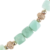 Necklace Chrysoprase, cube, gold plated, extension chain