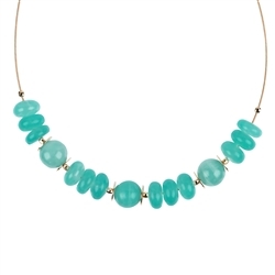 241109210041 Amazonite necklace, button/ball, gold plated, extension chain | Marco Schreier