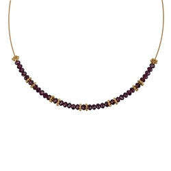 241109210043 Necklace garnet, button faceted, gold plated, extension chain | Marco Schreier