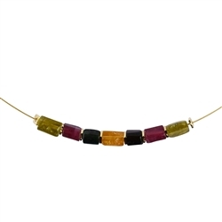 241109220005 Necklace Tourmaline (multicolour), silver gold plated, extension chain | Marco Schreier