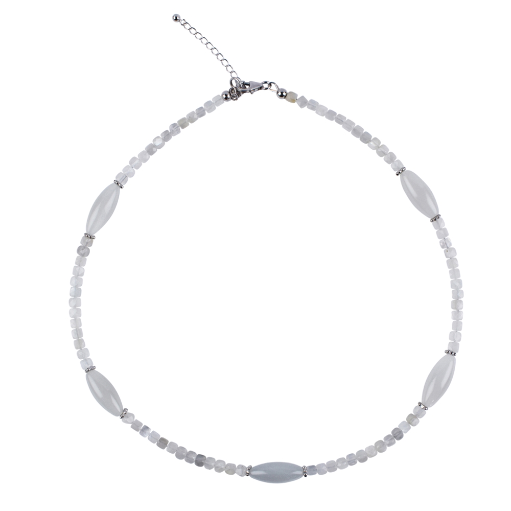 Moonstone necklace (silver-white), 45cm