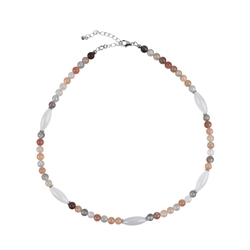 241118200021 Moonstone necklace (multicolored), 45cm | wholesaler gems & healing stones