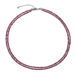 241118200053 Chaîne Tourmaline (rose), boules de 3mm facettées, double rangée, rhodiée | Marco Schreier