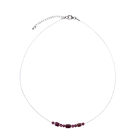 Necklace tourmaline (pink), silver rhodium plated, extension chain