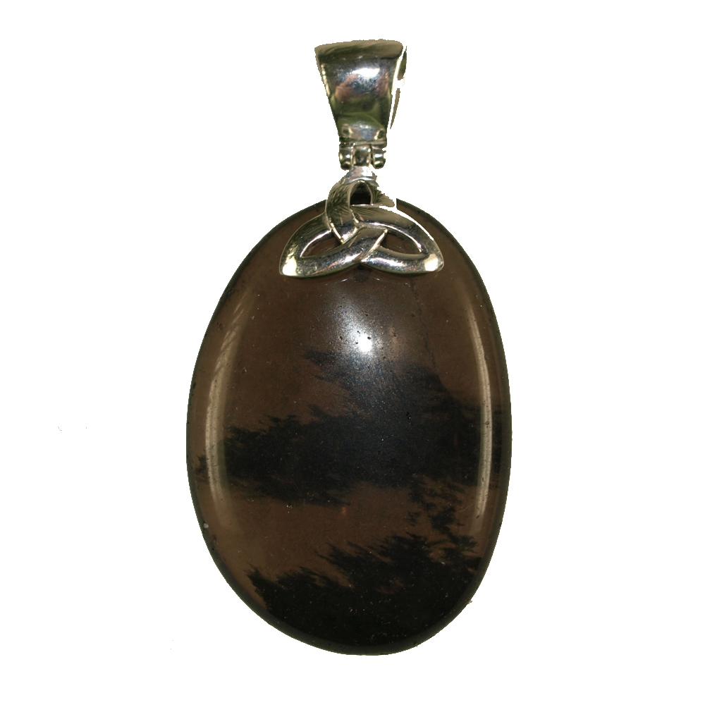 Colgante Obsidiana (obsidiana ahumada) con nudo celta, 5,5cm ¡Precio especial!