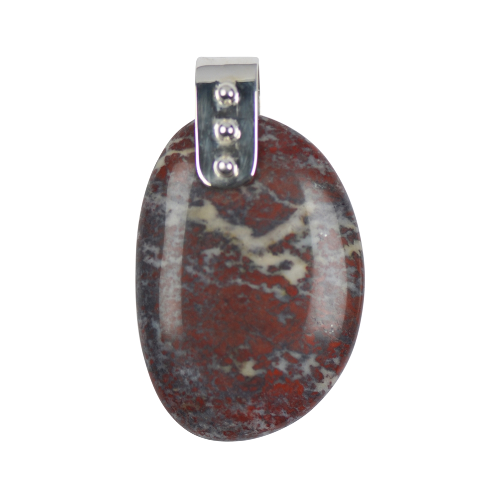 Pendant free-form disc breccia jasper, hanger with 3 spheres