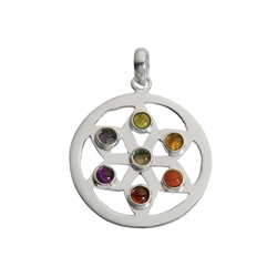 242005110041 Anhänger Chakra-Rad, 4,0cm, Silber | Großhandel Edelsteine, Heilsteine & Schmuck