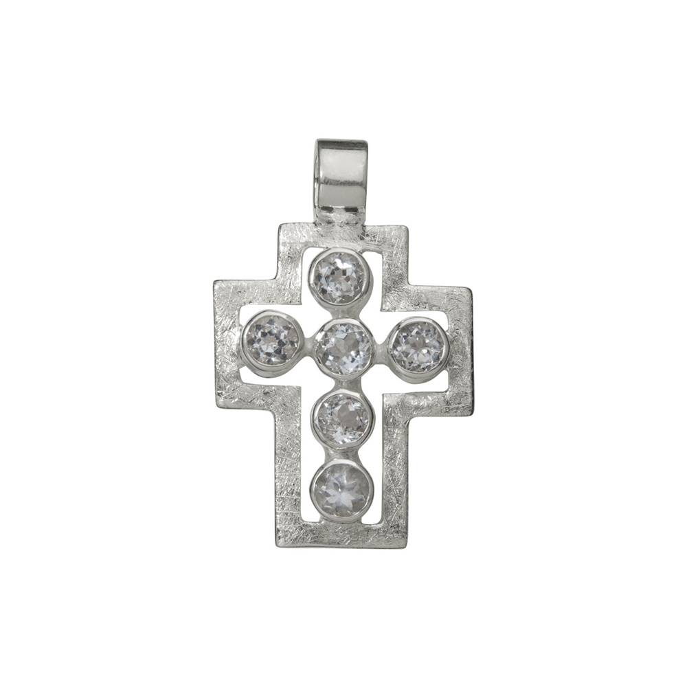 Pendentif "Croix de la Passion" Topaze, 3,2cm, mat