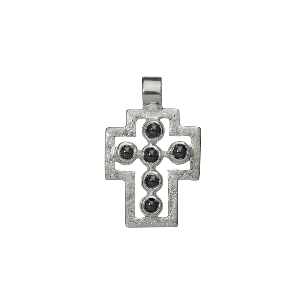 Pendant "Passion Cross" with Hematite, matted, 3,2cm