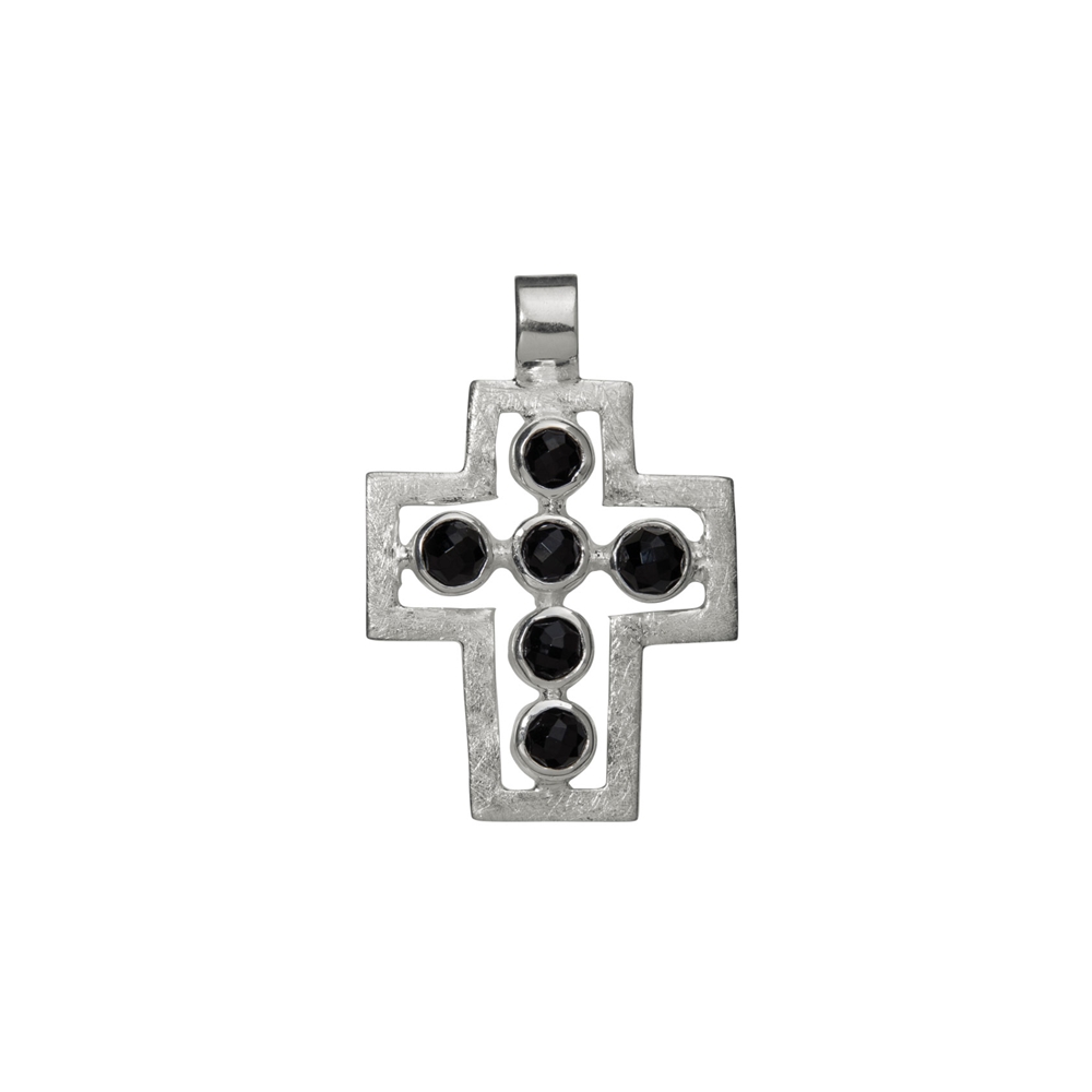 Pendant "Passion Cross" with Onyx (set), matted, 3,3cm