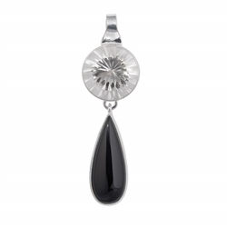 242005150024 Anhänger Bergkristall, Onyx (gef.), 5,0cm | GH Edelsteine, Heilsteine & Schmuck