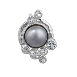 242005150042 Pendant pearl, faceted topaz, 2.5 cm | wholesaler gems, healing stones & jewelry