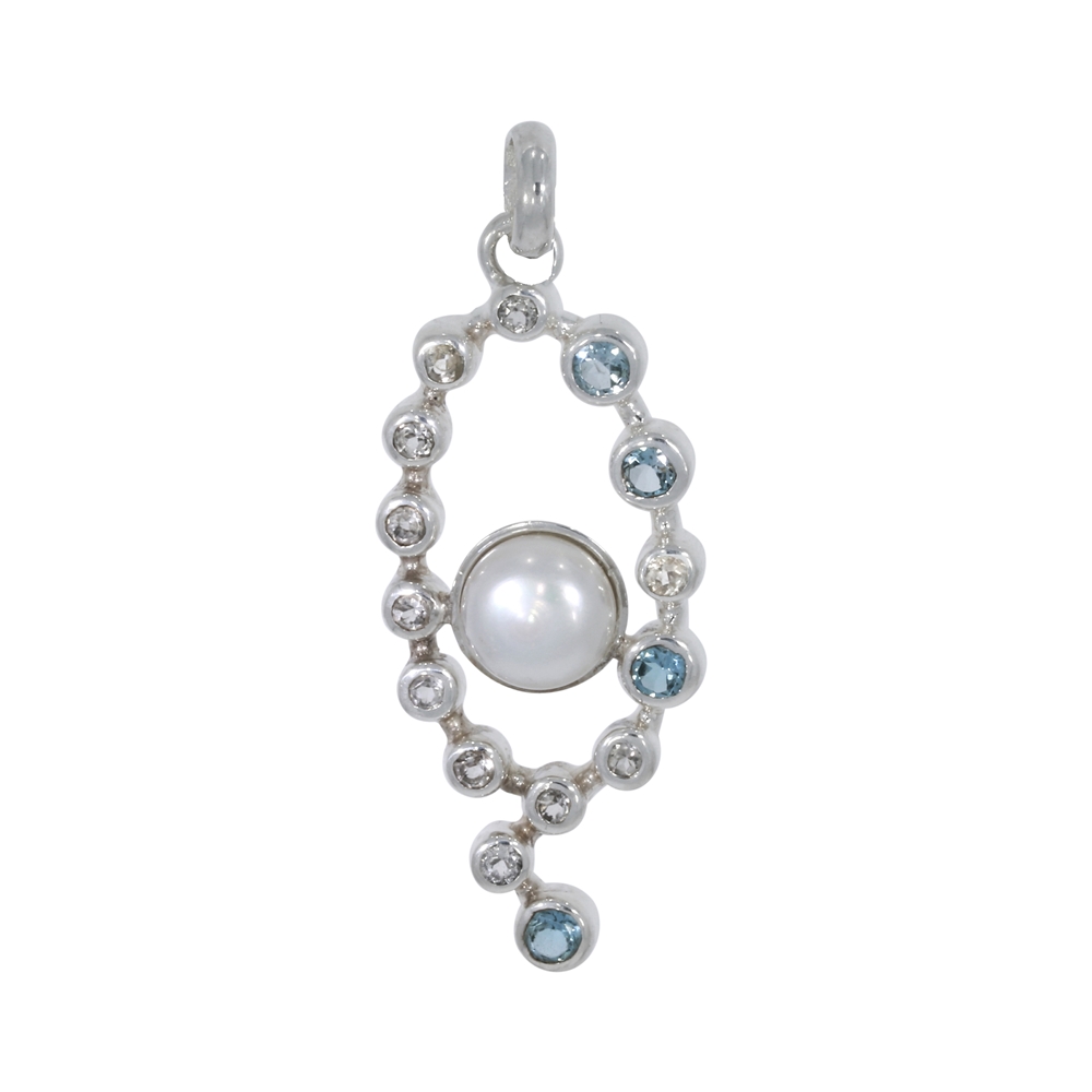 Ciondolo perla, topazio sfaccettato, 5,5 cm